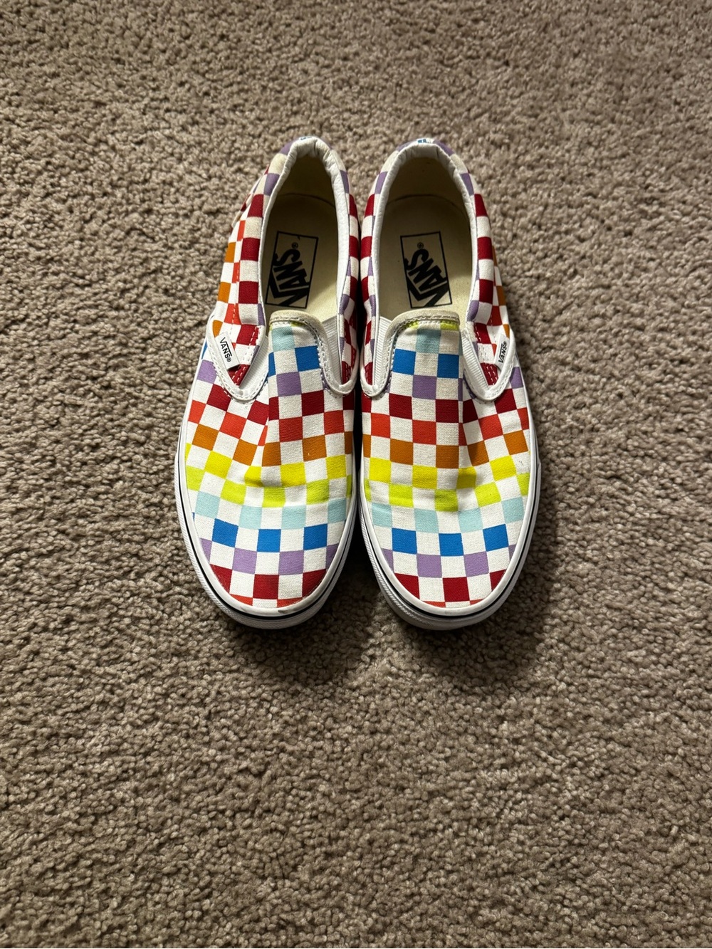 Vans | Slip-On Checkerboard Sneakers in Rainbow Colors